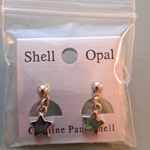 NWT Shell Opal genuine Paua shell star earings